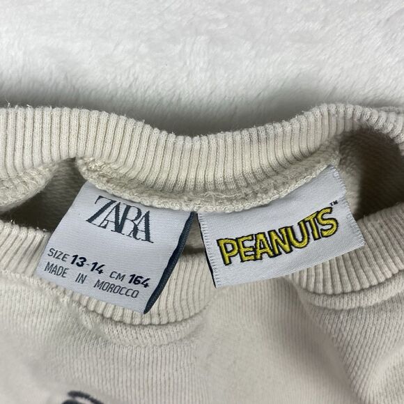 Zara Snoopy Peanuts Graphic Sweater Size 13-14 Beige Sweatshirt Pullover Casual - Picture 11 of 12